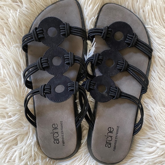 Black Arche Size 10 3-Strap Sandal - Picture 1 of 3
